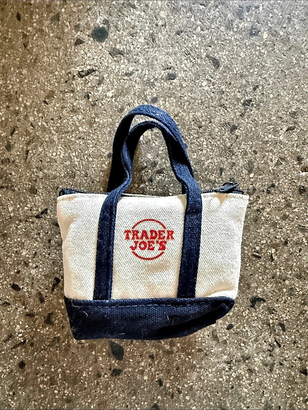 Trader Joe's Canvas Micro Tote with Grocery Bag Navy& White
